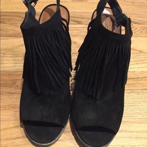 Lucky Brand suede booties fringe shoes
